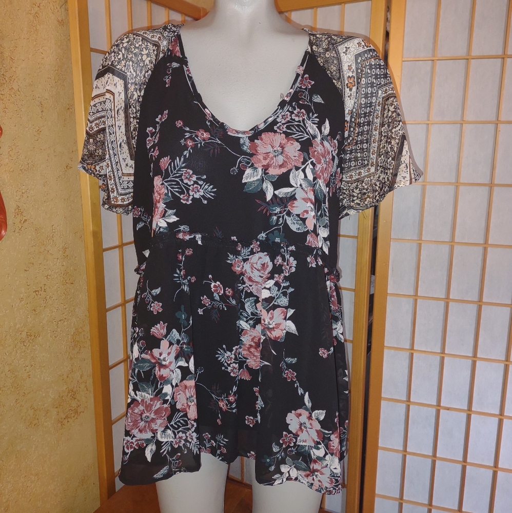 Mystree boho chic peasant blouse, med